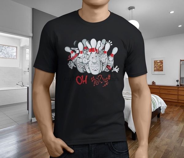 

new cool fun kegel panik bowling gren mens black tshirt s-3xl
