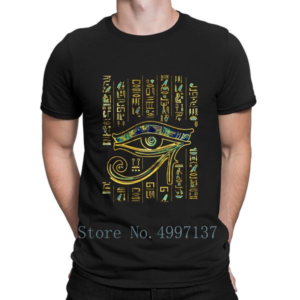 

egyptian eye of horus on hieroglyphics and marble t shirt letters loose o neck knitted authentic leisure cotton spring shirt