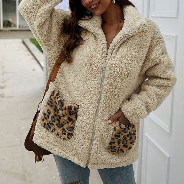 

осень зима 2020 женская мода свитер куртка утепленные женские флис толстовка женский длинные рукава молния outwear пальто япония, Black