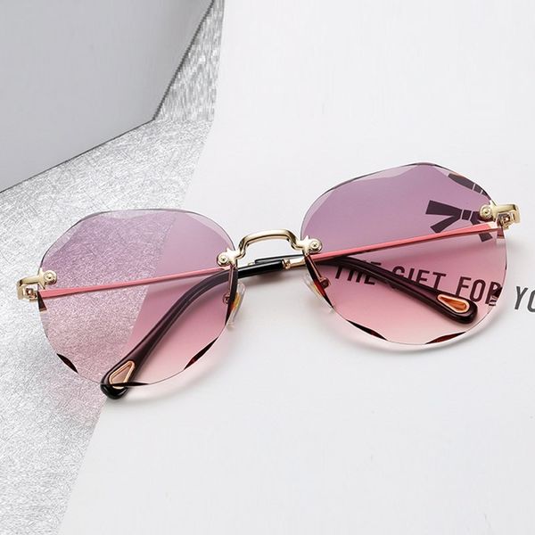 

sunglasses fashion 2021 ladies rimless women gradient shades vintage brand designer sun glasses for female men uv400, White;black