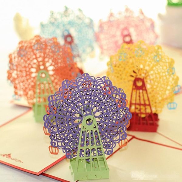 

unique happy ferris wheel handmade paper silhoue & creative 3d pop up gift & greeting happy birthday cards hot