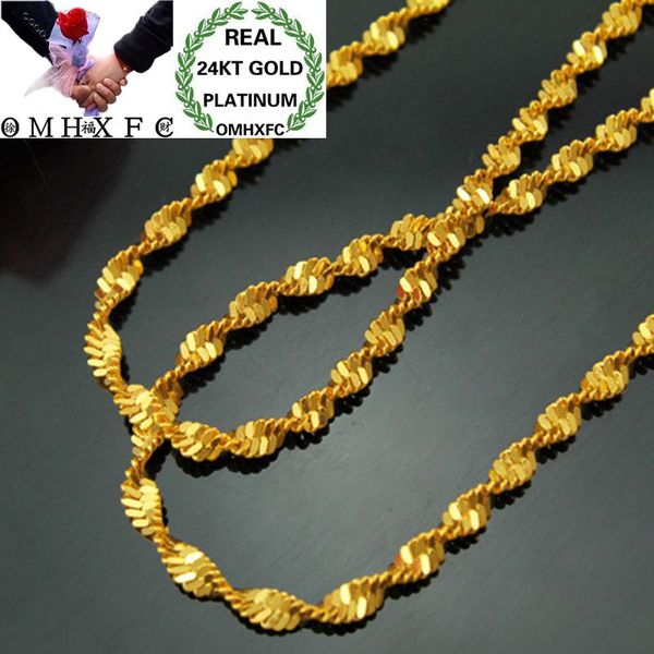 

mhxfc wholesale european fashion woman female party wedding gift long 45cm double wave real 24kt gold chain necklace nl81, Silver