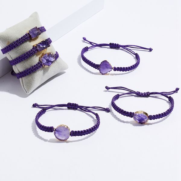 

6pcs new creative imitation natural stone woven bracelet geometric fashion versatile jewelry c-42, Golden;silver