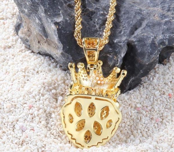 

пользовательская корона лев hip hop forest ожерелье полного iced out цирконий золото щепка цвет cz88, Silver