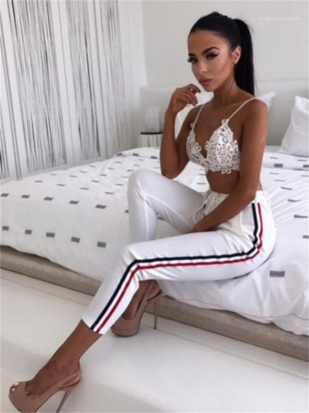 

hip sports sasual pants spring autumn women clothing casual lace up pants elastic waist, Black;white