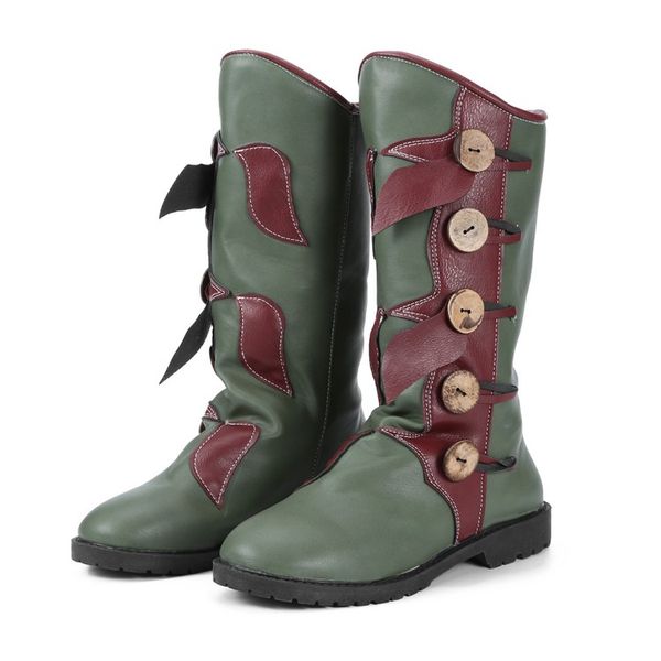 

pxelena designer leaf button knee high riding boots women low heels 2020 winter knight combat motorcycle long boots shoes 34-43, Black