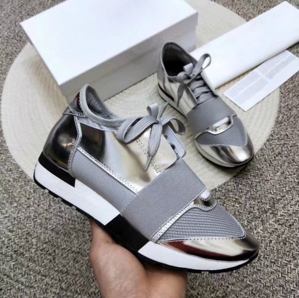 

2022 fashion luxury sneaker man woman casual shoes genuine leather mesh pointed toe race runner designer shoes outdoors trainers with box, Black