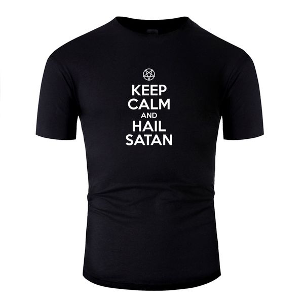 

t-shirt anti-wrinkle keep calm and hail satan satanic satanism lucifer t shirts homme big size 3xl 4xl 5xl