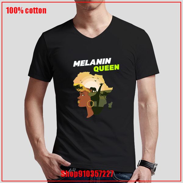 

melanin queen black queen awesome t shirts for guys v-neck short sleeve regular mens men hip-hop black tee shirt