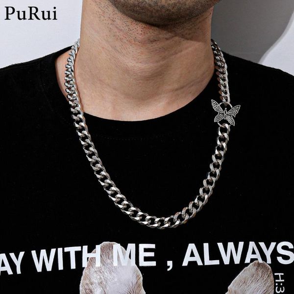 

pendant necklaces punk thicken cuban chain necklace hip hop fashion long butterfly choker goth silver color neutral jewelry