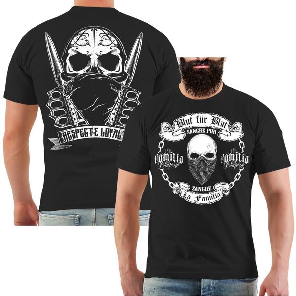 

la familia blood for blood blood gang street wear skull cool 2019 new summer men 100% cotton cool short sleeve tee shirts