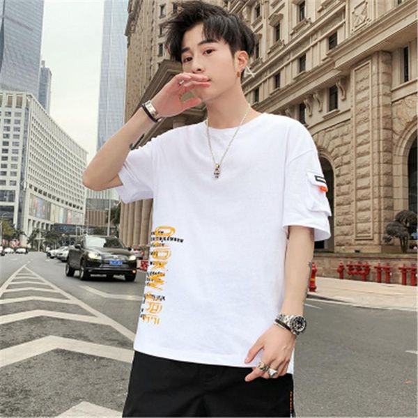 

man half sleeved t-shirt summer fashion korean version short sleeve round neck tshirts designer new male casual tee shirts clothing, White;black