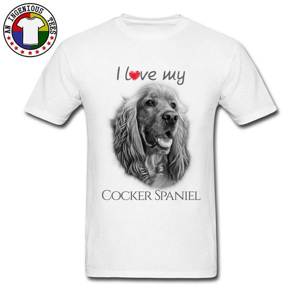 

men t-shirts i love my cocker spaniel cute dog graphic tshirt mens tees 100% cotton fabric crew neck tracksuit
