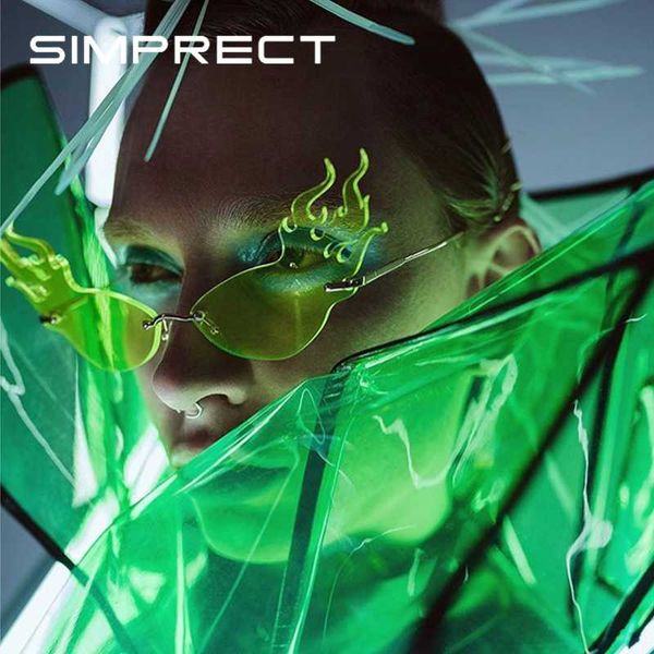 

simprect крупногабаритные cat eye солнцезащитные очки женщины 2020 rimless пламени солнцезащитные очки урожай ретро вс очки роскошные оттенк, White;black