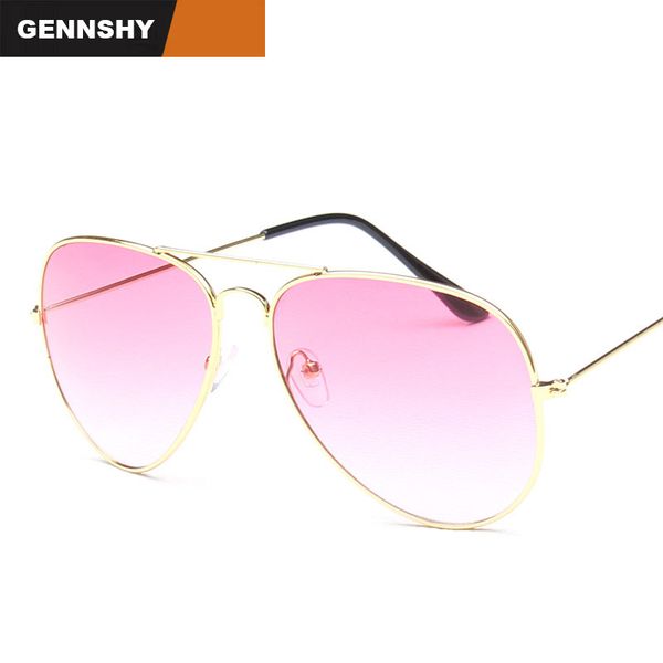 

2020 fashion sunglasses women men gold frame gradient pink ocean lenses pilot sunglasses lady brand design metal frame uv400, White;black