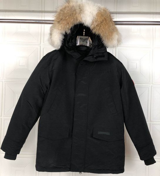 

2020 winter down parka homme jassen chaquetas outerwear big fur hooded fourrure manteau canada down jacket coat hiver doudoune xs-xxl, Black