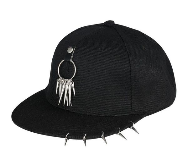 

street dance hip hop cap piercing ring punk gorras curved baseball caps bone masculino spike studded rock skull jazz iron chain, Blue;gray