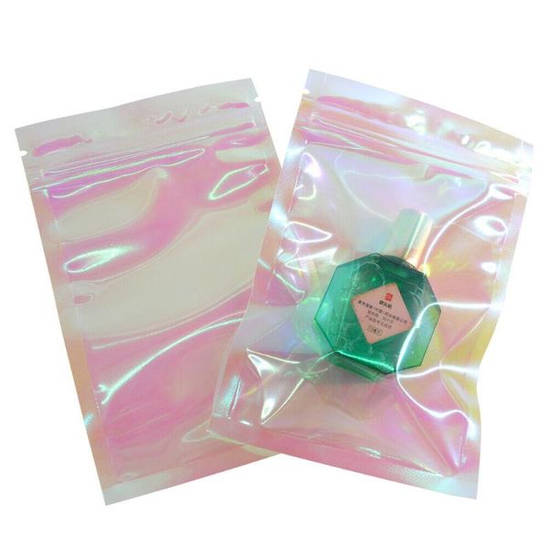 

jewelry pouches, bags 10pcs pink stand up holographic zipper packaging bag flat pouches small laser plastic for cosmetic or, Pink;blue