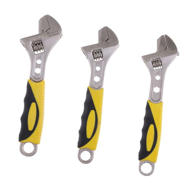 

3 pieces forged heat treated chrome-plated adjustable wrench set 6 8 10 inch