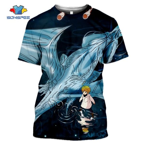 

the promised neverland anime summer men 3d print shirts harajuku anime horror men clothing
