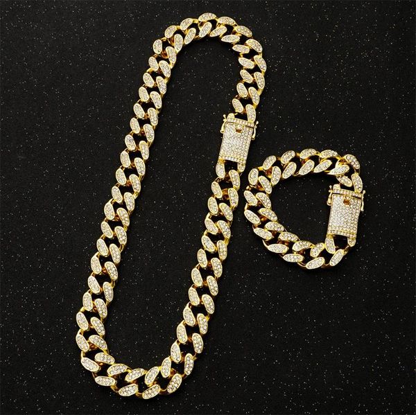 

chains 20mm heavy strong iced out miami curb cuban link chain hip hop gold silver color bling full rhinestones for mens necklace