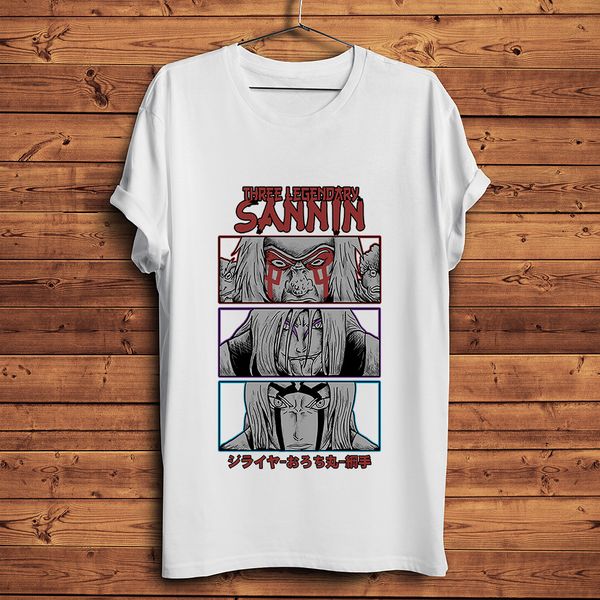 

three legendary sannin funny naruto anime t shirt men white homme casual tshirt manga gama sennin jiraiya streetwear