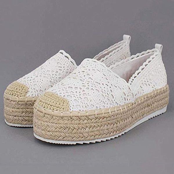 

fashion lace hollow out women shoes platform casual shoes breathable thick bottom espadrilles zapatos flats footwear nice, Black