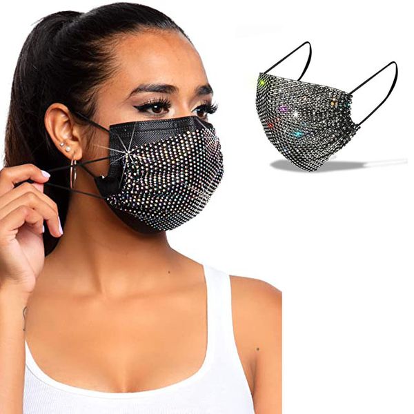 

amais fashion designer face masks luxury women party quarantine bling rhinestone night club decorative jewellery party masks kz0123