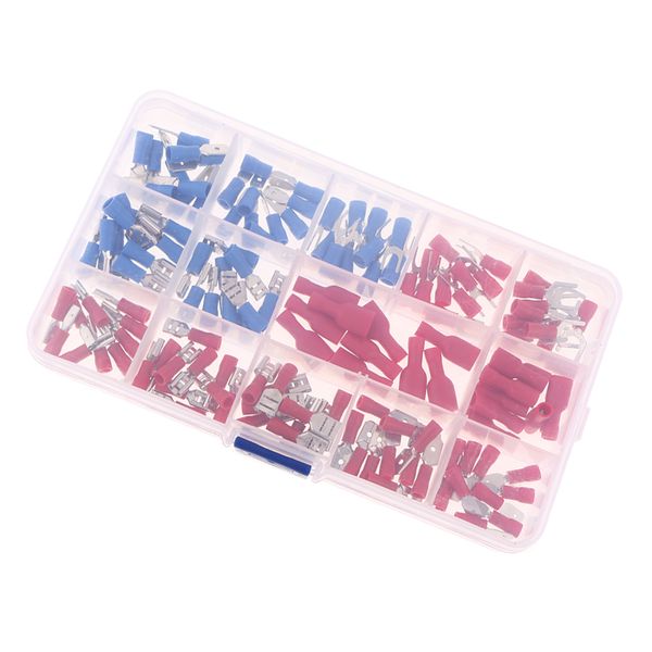 

140 assorted insulated electrical wire terminals crimp connectors spade set