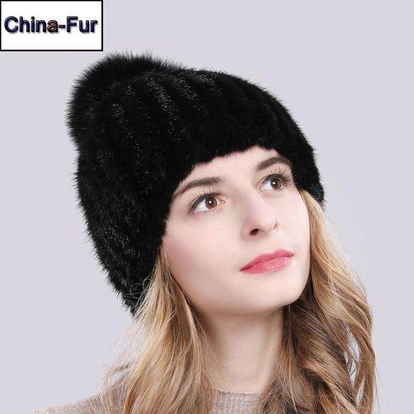 

beanie/skull caps russian lovely winter natural real beanies hat knitted warm women good quality fur balls hats, Blue;gray