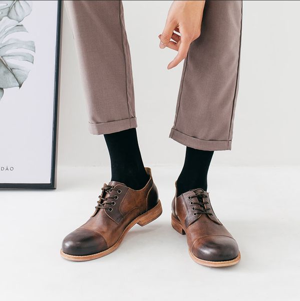 

100% cotton business casual soft socks crew men ankle dress breathable soft white black long socks 1pairs