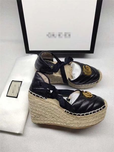 

s117 new real leather fashion women's shoes high heels sandals dress shoes slippers casual banquet party flip flop, Black