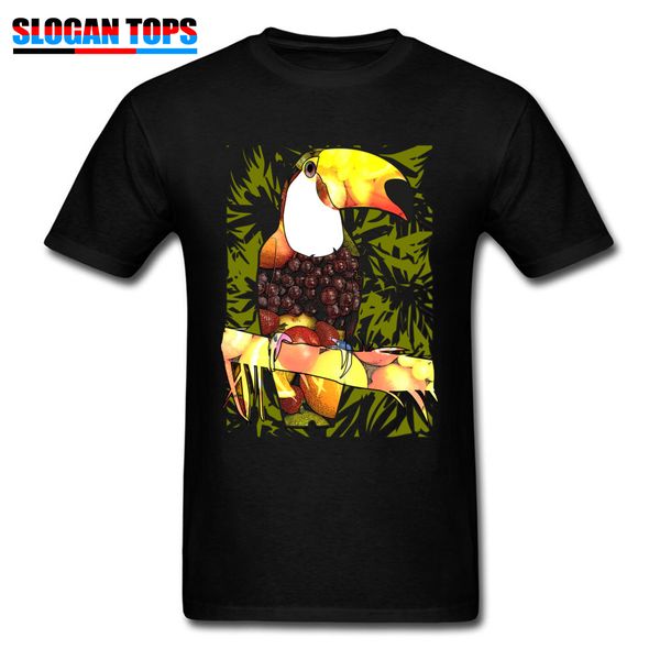 

черный tshirt человек отдыха футболки tropic tucan птица фрукты food art tshirt яркий летний стиль одежды хлопок топ tee unique