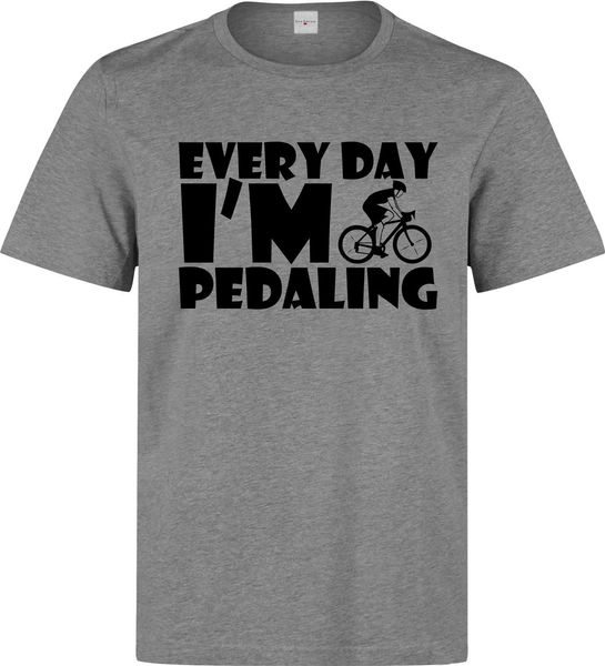 

2019 new summer men fashion every day im pedaling funny bicycle graphic design men's grey t shirt tee shirt