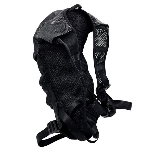 

steampunk pu leather outdoor shoulder bag, Black;red