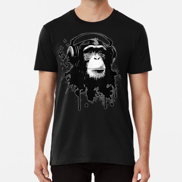 

monkey business t shirt chimp monkey chimpanzee ape butterflies pattern splash headphones music