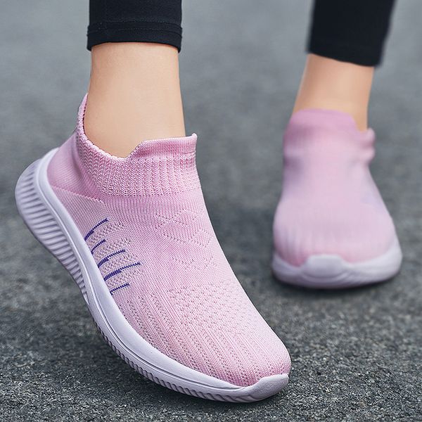 

women flats sneakers 2020 new fashion sneakers for women casual slip on sock trainers women shoes zapatillas mujermultifunction, Black