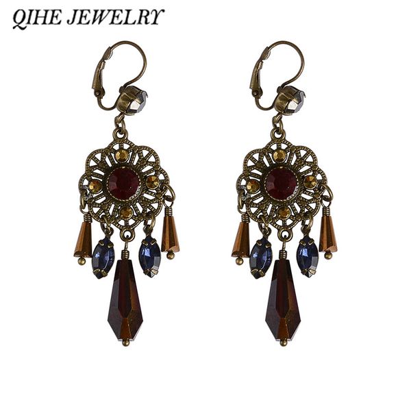 

qihe jewelry tassel earring crystal chandelier charms drop earrings for women bohemian jewelry gift for girl women wife, Silver