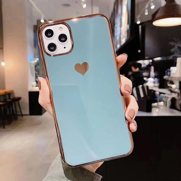 

luxury plating love for iphone11promax/7/8plus/xs/xr phone case se soft