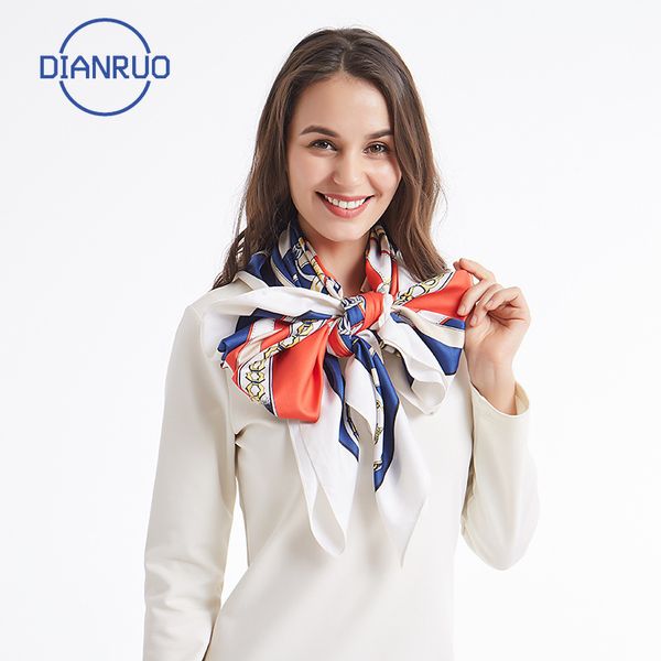 

dianruo new lady шелковый шарф площади печати design шарфов большой хиджаб мода шаль и wrap женщин женский головной платок лето r388, Blue;gray