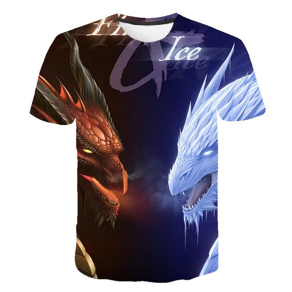 

popular chinese cartoon dragon and versatile harajukut-shirts 3d print shirts plus size hippie horror men clothing