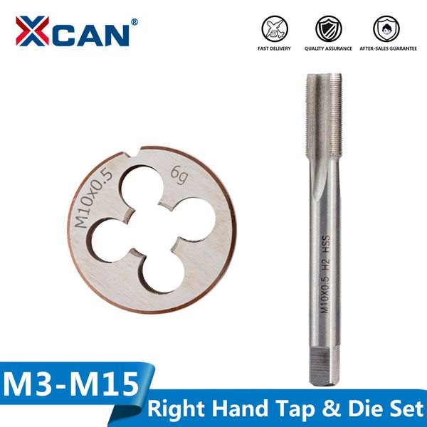 

xcan 2pcs m3-m15 right hand thread tap and die set metric plug tap die hss machine threading tool screw thread drill set