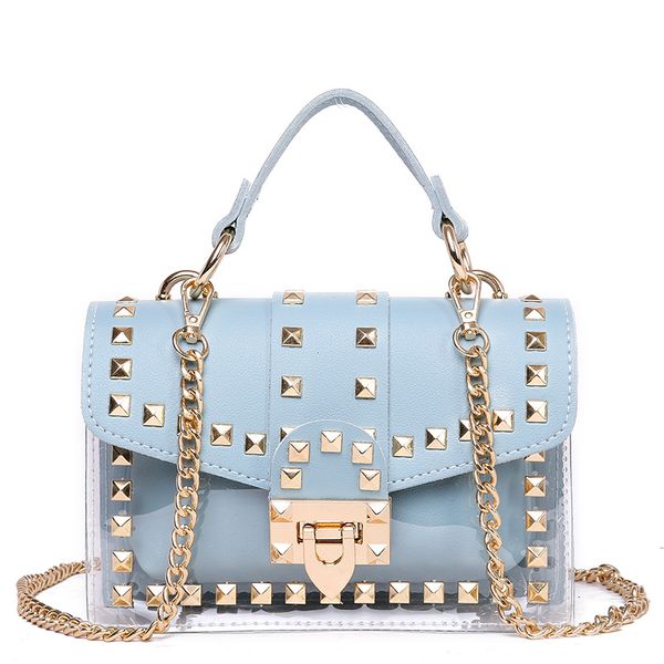 

women fashion handbags stylish plain lock and chains web celebrity transparent small square shoulder bag