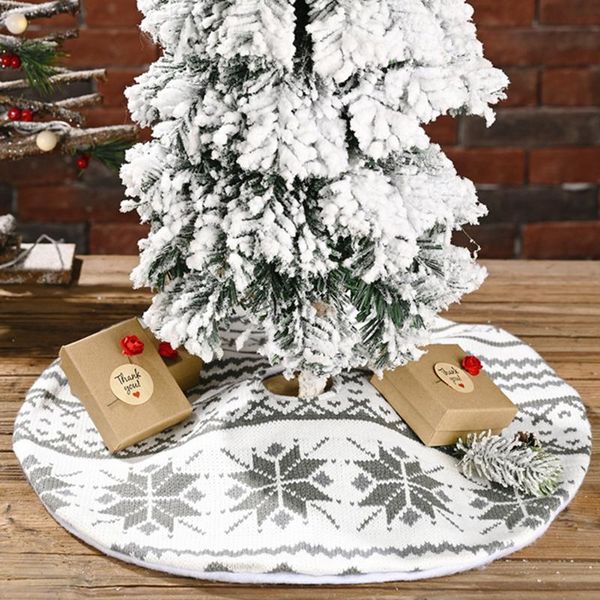 

snowflake printed xmas tree skirt christmas tree knitted apron holiday party round mats christmas decorations for home