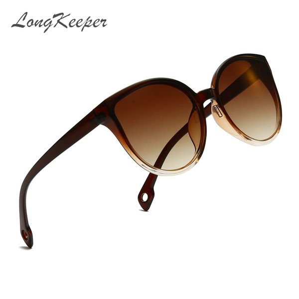 

longkeeper cat eye sunglasses women's sun glasses fashion big frame flat eyewear gradient lens uv400 driving oculos feminino, White;black