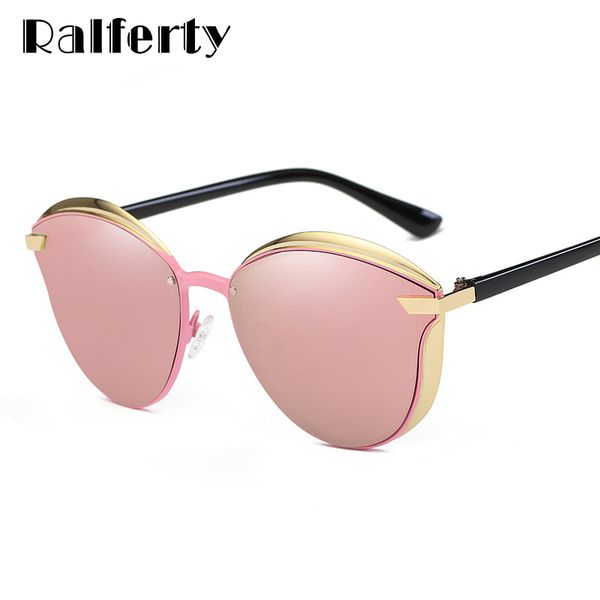 

ralferty women sunglass 2020 luxury designer pink mirror driver shades for women zonnebril dames lunettes soleil femme, White;black