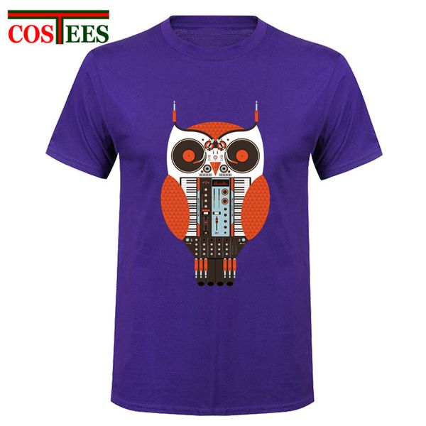 

creative designer cute owl dj t shirts men animal printed tee shirt rock music t-shirt tee shirt china tees