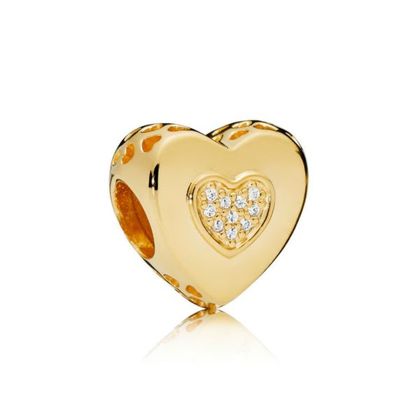 

new 100% 925 sterling silver 767375cz shine logo heart charm luxury sweet beaded original women's jewelry gifts, Black