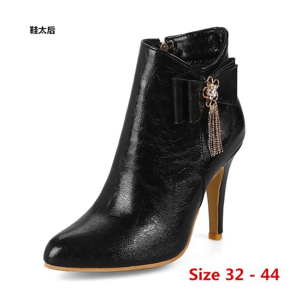 

boots woman high heel heels for women shoes spring autumn ankle booties female small big size 32 - 44, Black
