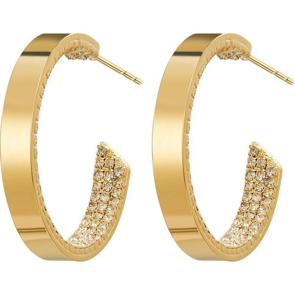 

exaggerated earrings for women drill filled earring big round circle alloy metal earrings, Golden;silver
